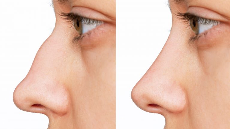 woman nose eyes look